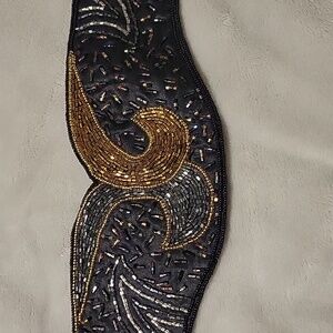 Elegant Beaded Black and Gold Women's Belt